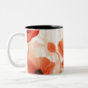 Caneca De Café Em Dois Tons Pincel vermelho e laranja de fundo