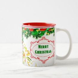 Caneca De Café Em Dois Tons Pine Bough Feliz Natal
