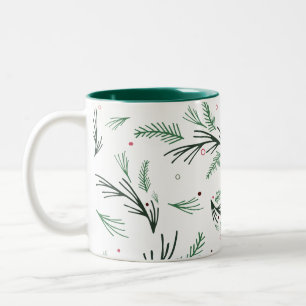 Caneca De Café Em Dois Tons Pine Branch Pattern Mug
