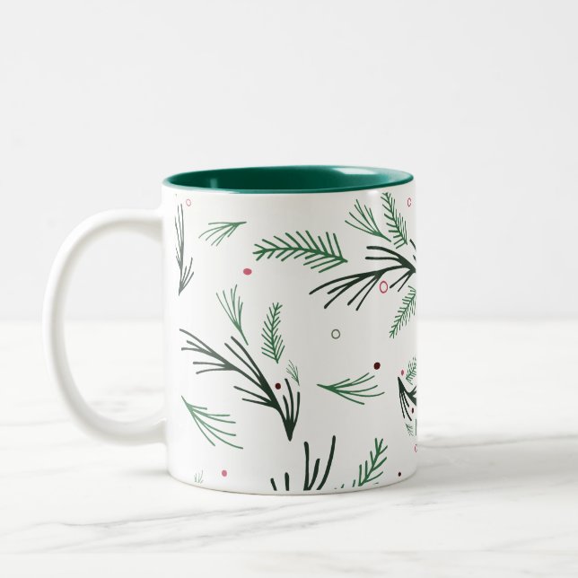 Caneca De Café Em Dois Tons Pine Branch Pattern Mug (Esquerda)