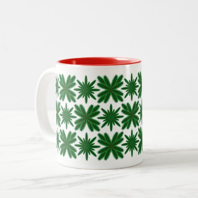 Caneca De Café Em Dois Tons Pine Snowflakes Mug 11oz. (Frente Esquerda)