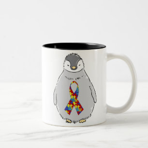 Caneca De Café Em Dois Tons Pinguim 1 do autismo em 150