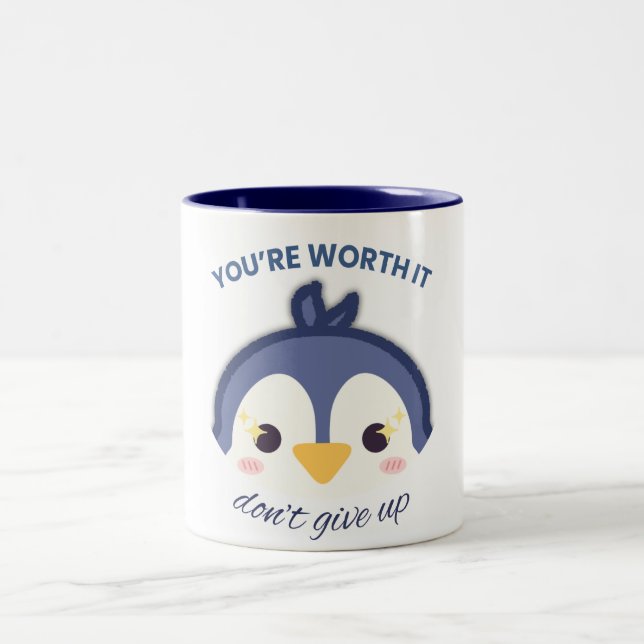 Caneca De Café Em Dois Tons Pinguim bonitinho que vale a pena Não desiste (Centro)