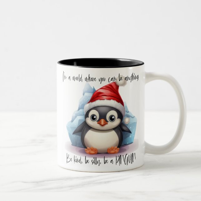 Caneca De Café Em Dois Tons Pinguim Bonito/Ser Um Pinguim (Direita)