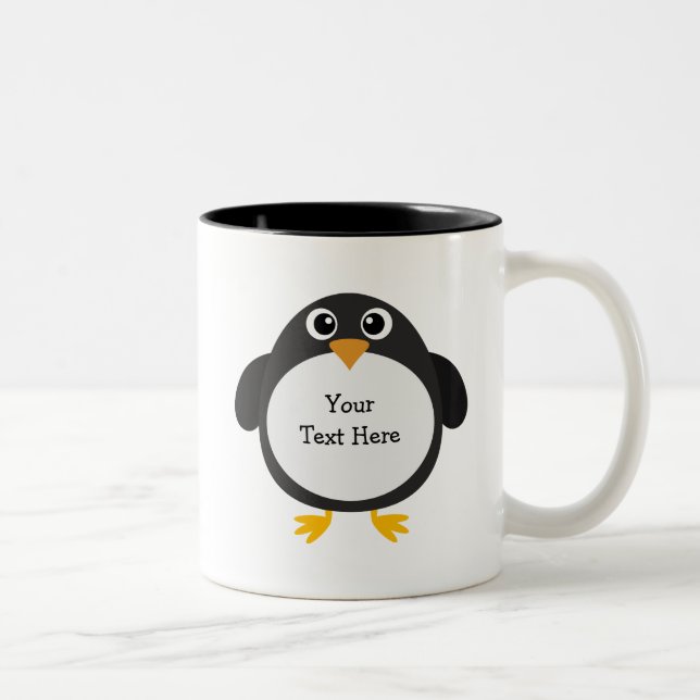 Caneca De Café Em Dois Tons Pinguim carnudo (customizável) (Direita)