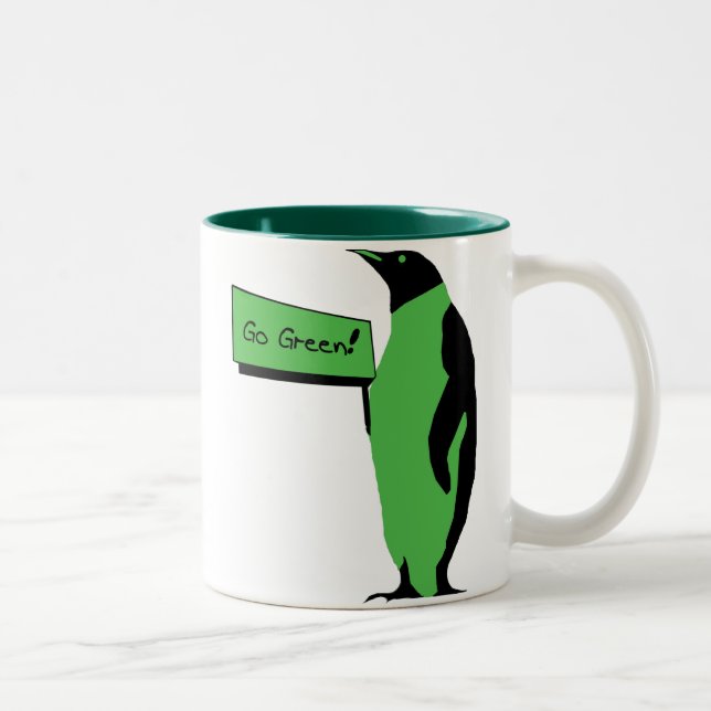 Caneca De Café Em Dois Tons Pinguim do Dia da Terra (Direita)