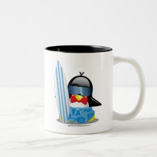 Caneca De Café Em Dois Tons Pinguim do surfista