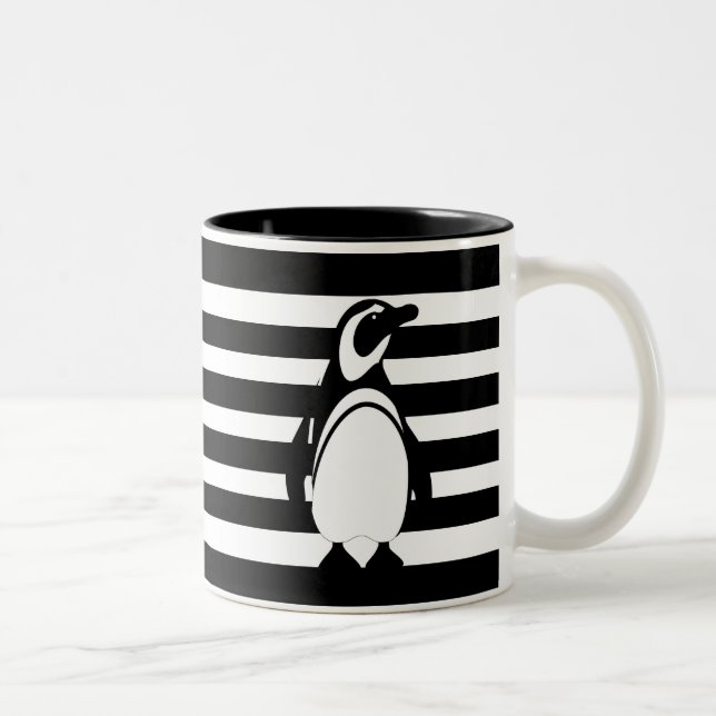 Caneca De Café Em Dois Tons Pinguim e listras (Direita)