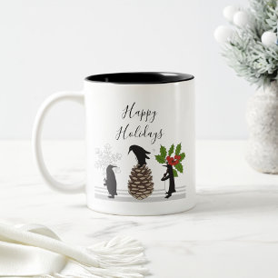 Caneca De Café Em Dois Tons Pinguim Feriado Fresco Engraçado de Inverno