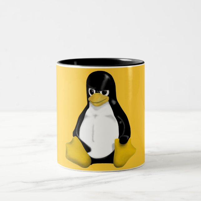 CANECA DE CAFÉ EM DOIS TONS PINGUIM IRRITADO DE LINUX TUX (Centro)