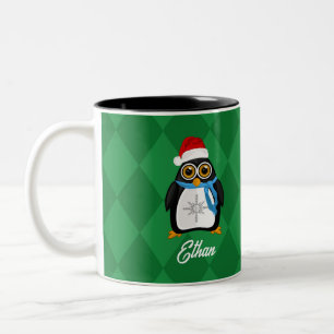 Caneca De Café Em Dois Tons Pinguim Natal