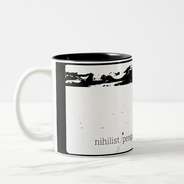 Caneca De Café Em Dois Tons Pinguim Niilista (Esquerda)