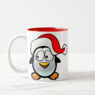 Caneca De Café Em Dois Tons Pinguim Papai Noel