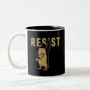 Caneca De Café Em Dois Tons Pinguim Resiste Pinguins Protestam Contra Tarifas
