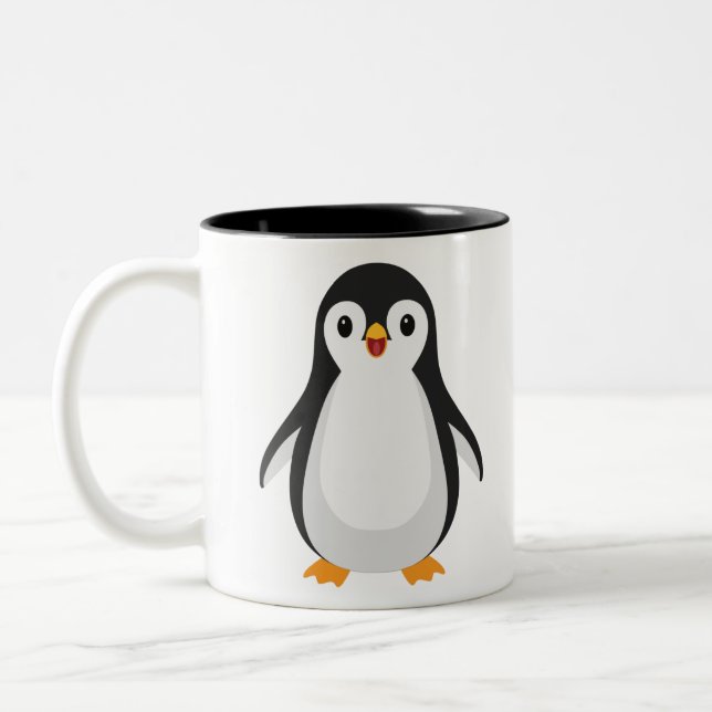Caneca De Café Em Dois Tons Pinguim Simples (Esquerda)