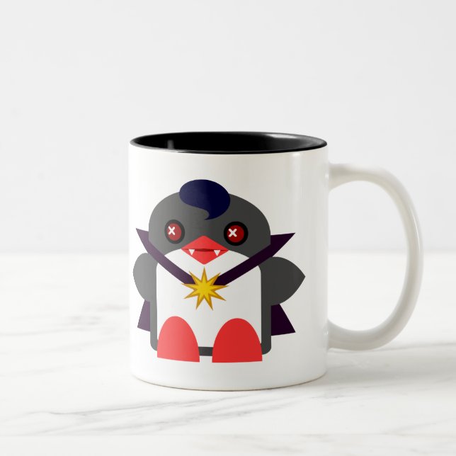 Caneca De Café Em Dois Tons Pinguim Vampiro Kawaii (Direita)