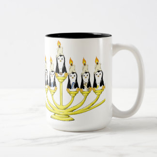 Caneca De Café Em Dois Tons Pinguins de Menorah