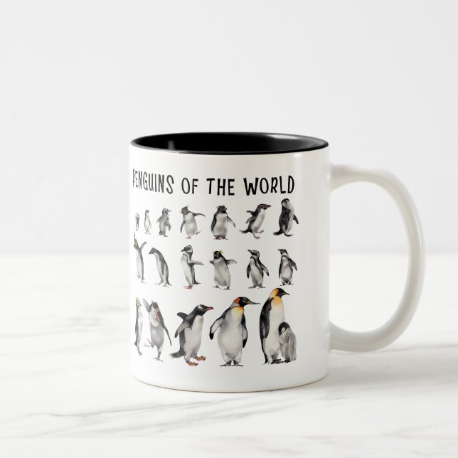 Caneca De Café Em Dois Tons Pinguins do mundo (Direita)