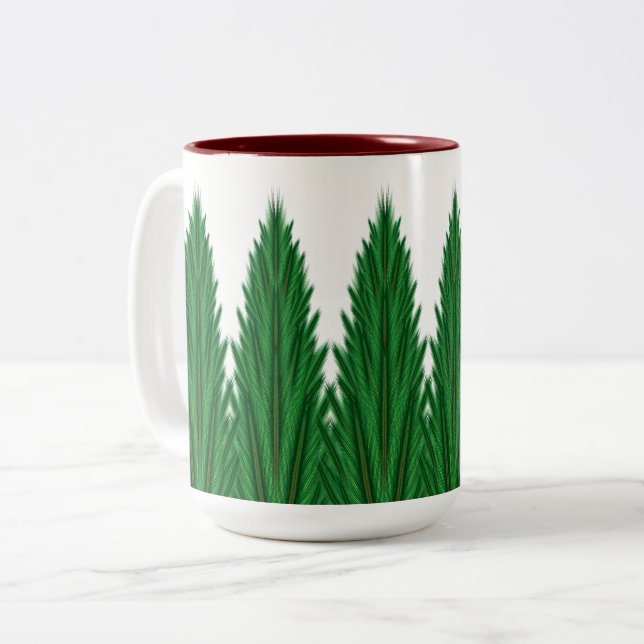 Caneca De Café Em Dois Tons Pinheiros Espelhados Mug 15oz. -Castanho (Frente Esquerda)