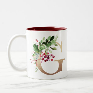 Caneca De Café Em Dois Tons Pinho e Berry Natal - Duas