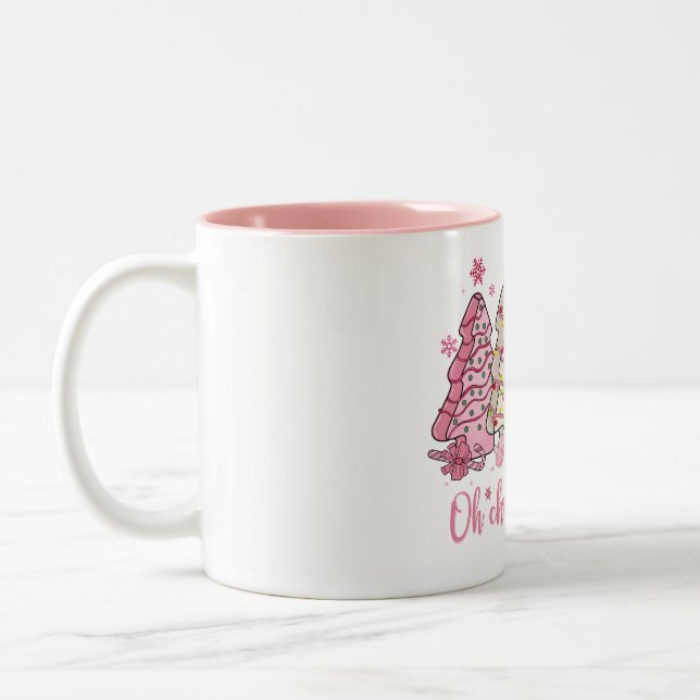 Caneca De Café Em Dois Tons Pink Christmas Cakes Mug (Esquerda)