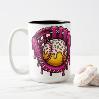 Caneca De Café Em Dois Tons Pink Drip Baseball Glove Sprinkles Art
