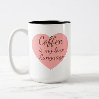 Caneca De Café Em Dois Tons Pink Heart Coffee Love Language Mug