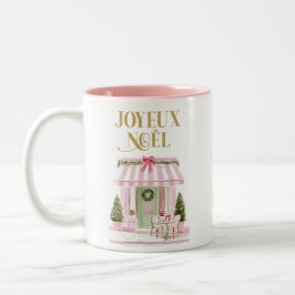 Caneca De Café Em Dois Tons Pink Joyeux Noël Paris Cafe Christmas Mug