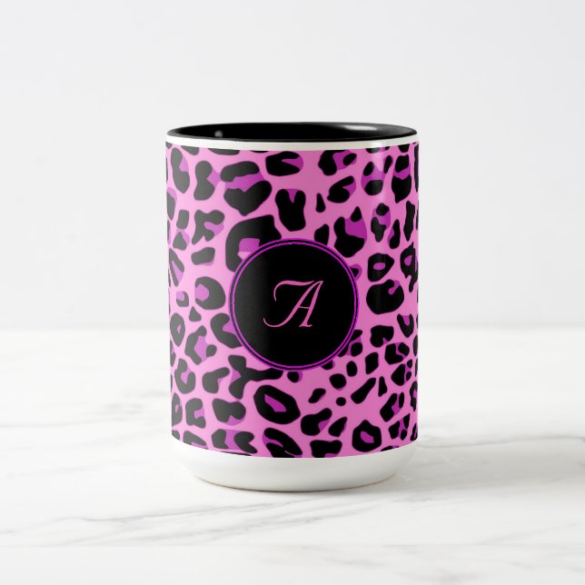 Caneca De Café Em Dois Tons Pink Leopardo Mug (Centro)