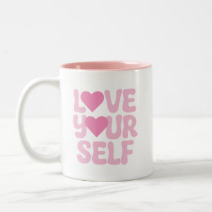 Caneca De Café Em Dois Tons Pink Love Yourself citações