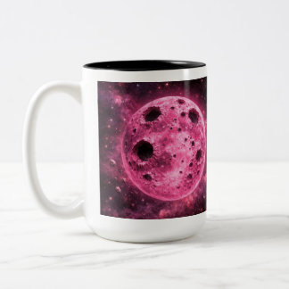 Caneca De Café Em Dois Tons Pink Moon with Asteroid Holes