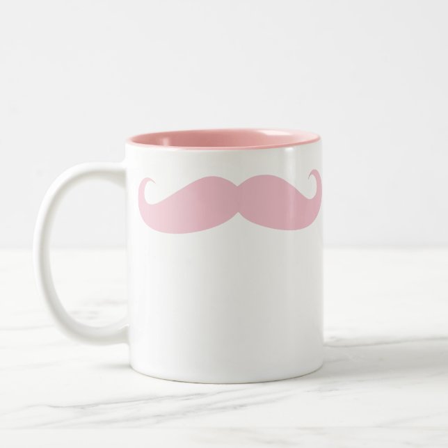 Caneca De Café Em Dois Tons Pink Mustache Café Bebida Mug (Esquerda)