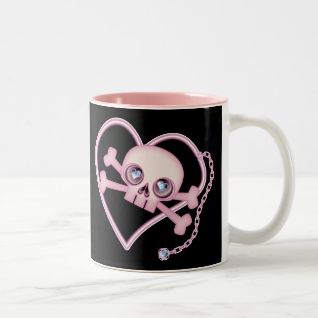 Caneca De Café Em Dois Tons Pink Neon Skull (Direita)