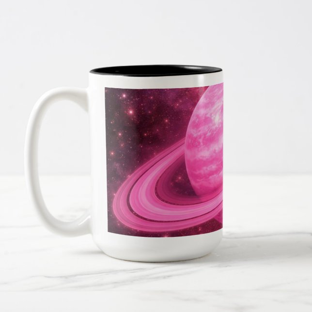 Caneca De Café Em Dois Tons Pink Planet with Pink Rings (Esquerda)