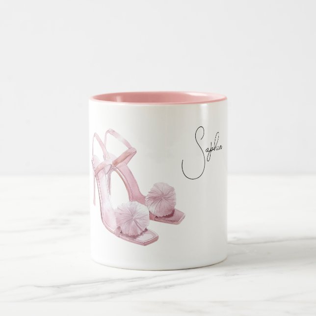Caneca De Café Em Dois Tons Pink Puffs High Heels (Centro)