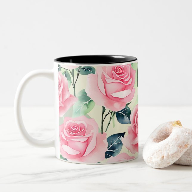 Caneca De Café Em Dois Tons Pink Rose Classic Mug (Com Donut)