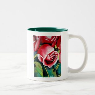 Caneca De Café Em Dois Tons Pink Rosebud aquarela pintura a cores flor