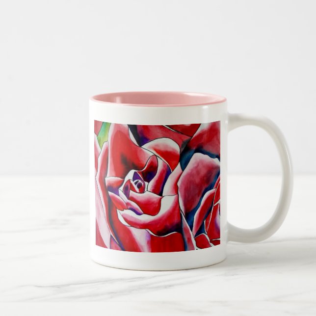 Caneca De Café Em Dois Tons Pink Roses — pintura de aquarela (Direita)
