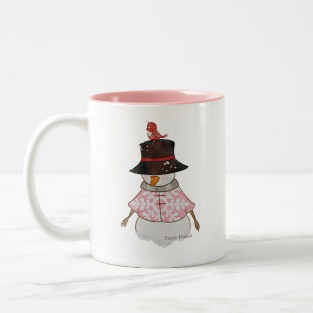 Caneca De Café Em Dois Tons Pink Snowman Mug (Esquerda)
