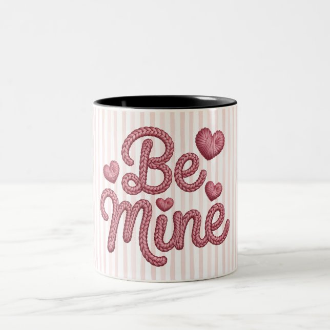 Caneca De Café Em Dois Tons Pink Stripes Be Mine (Centro)