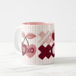 Caneca De Café Em Dois Tons Pink Stripes XOXO Cherry 