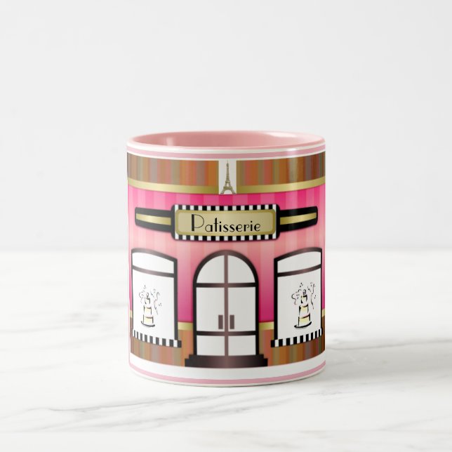 Caneca De Café Em Dois Tons Pink Theme Bakery Paris Patisserie Mug Francês (Centro)