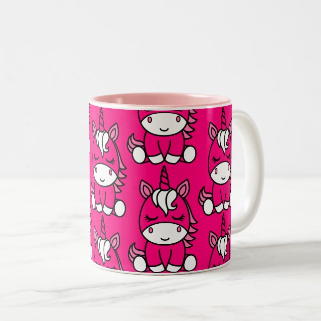 Caneca De Café Em Dois Tons Pink Unicorn Pony (Frente Esquerda)
