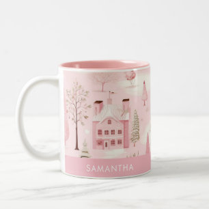 Caneca De Café Em Dois Tons Pink Village Winter Mug