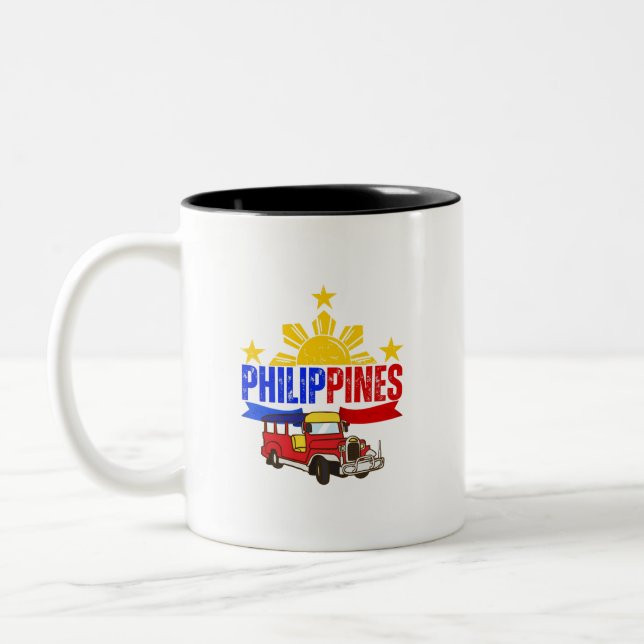 Caneca De Café Em Dois Tons Pinoy Designs Filipinas Jeepney Mug (Esquerda)