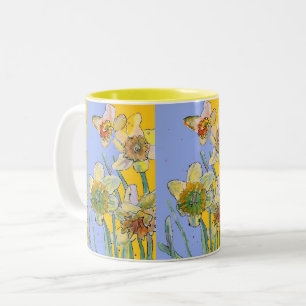 Caneca De Café Em Dois Tons Pintar Mão Amarelo Pintado