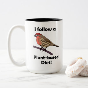 Caneca De Café Em Dois Tons Pintassilgo Eu Sigo Dieta à Base de Plantas Funny