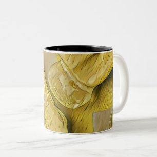 Caneca De Café Em Dois Tons Pintel de cone de sorvete amarelo