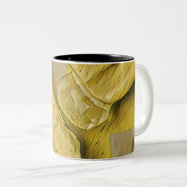 Caneca De Café Em Dois Tons Pintel de cone de sorvete amarelo (Frente Esquerda)