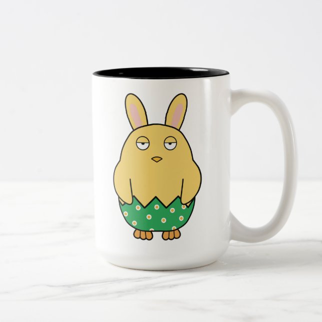 Caneca De Café Em Dois Tons Pintinho Bored Bunny 02 (Direita)